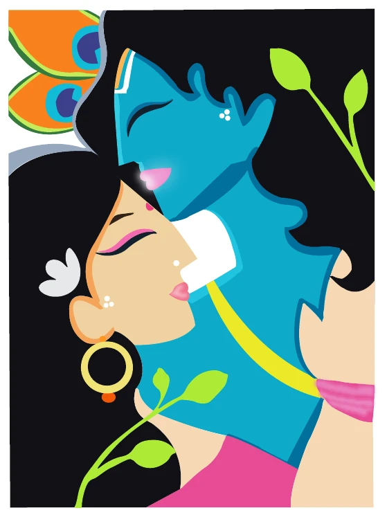 Radhe Krishna themed digital art