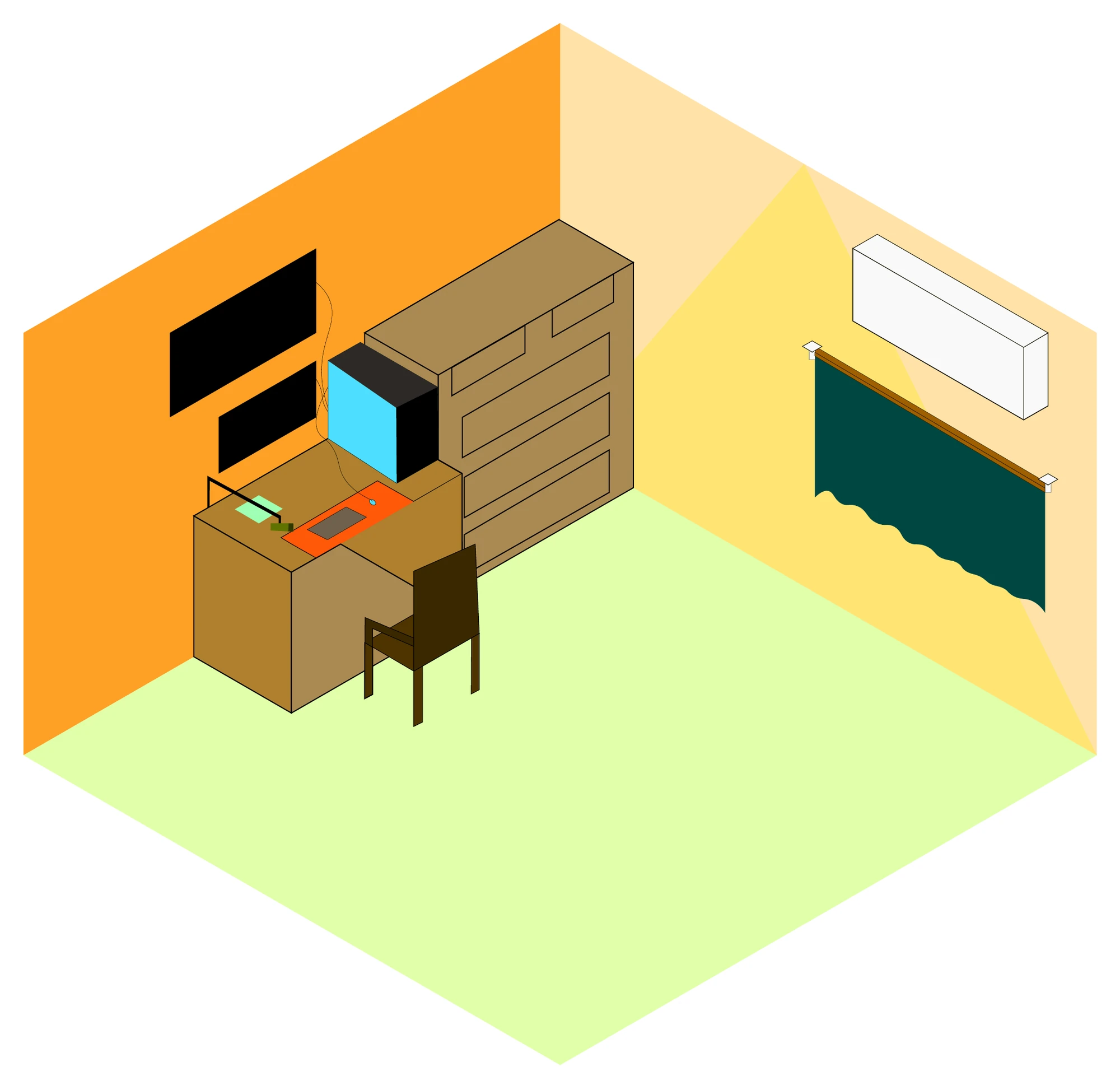 Isometric room digital artwork
