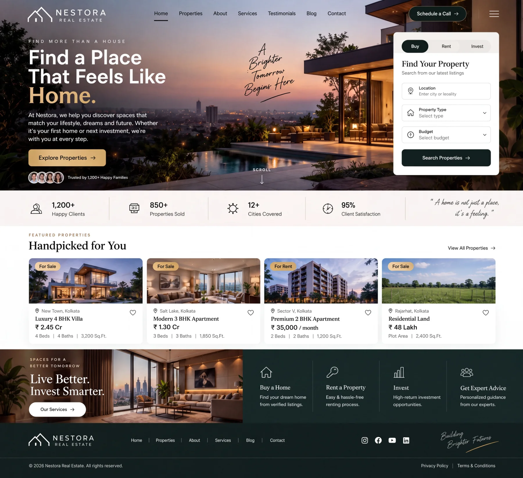 Nestora real estate website concept