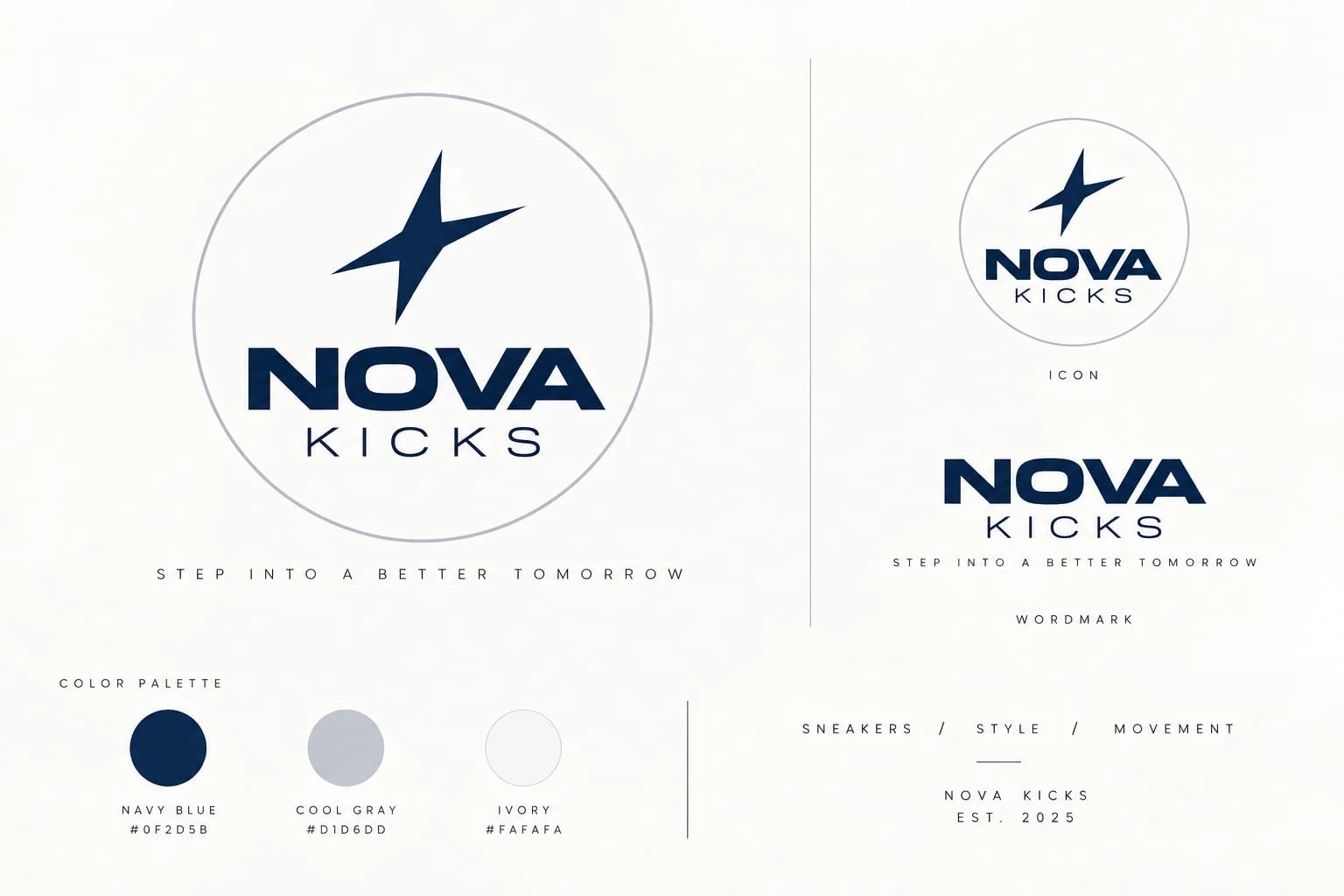 Nova Kicks logo and brand identity presentation