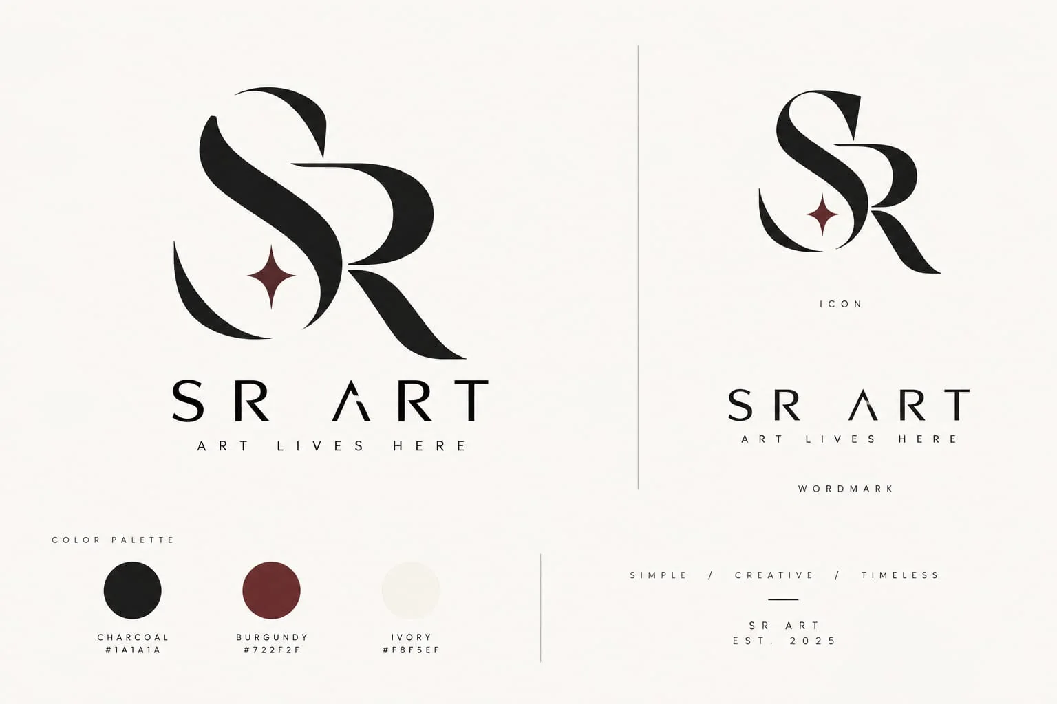 SR Art logo and brand identity presentation